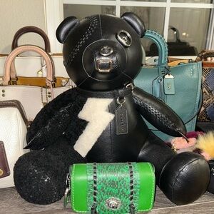 Coach Black Leather Teddy Bear